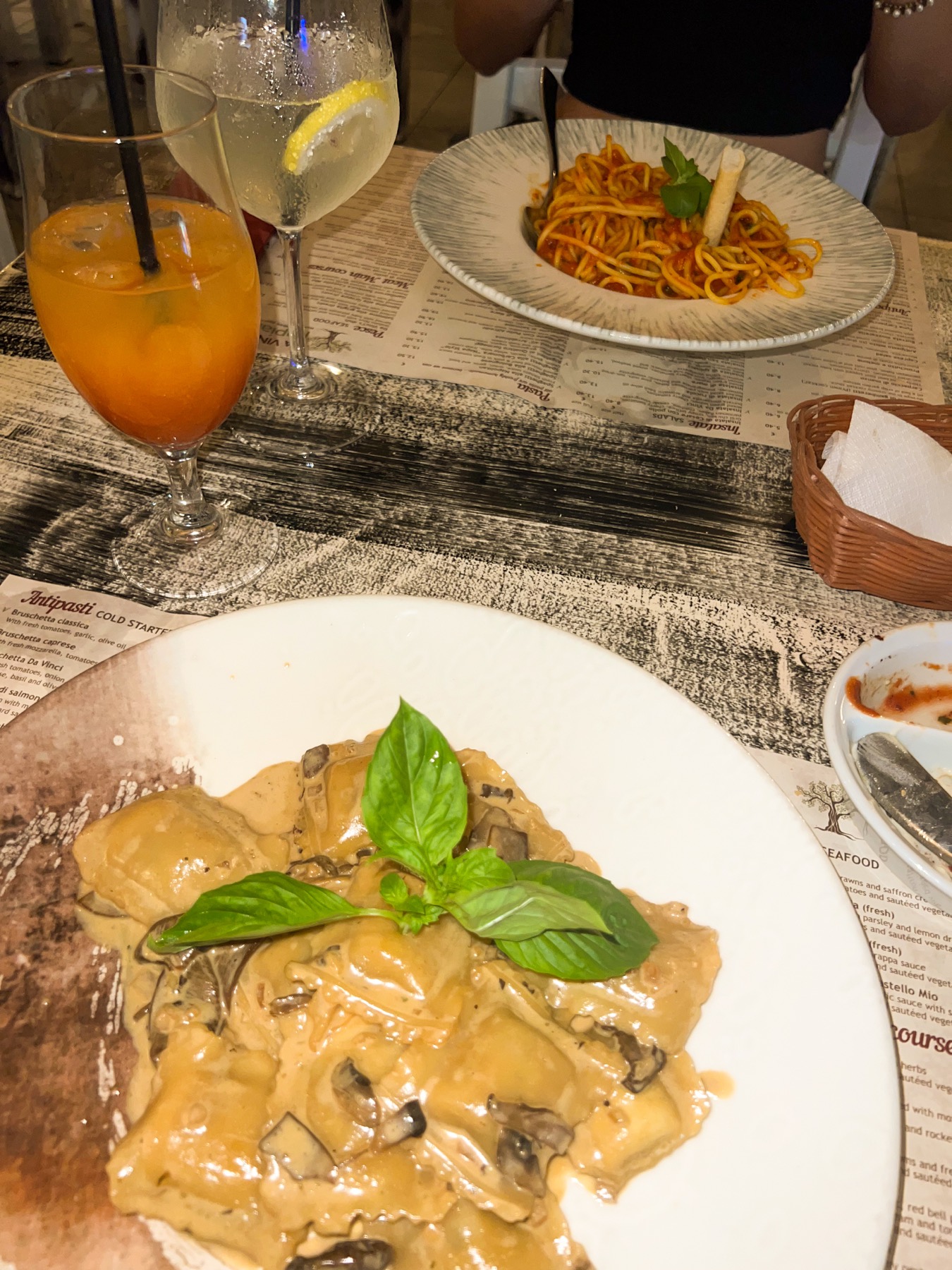Dinner and drinks after a day of driving