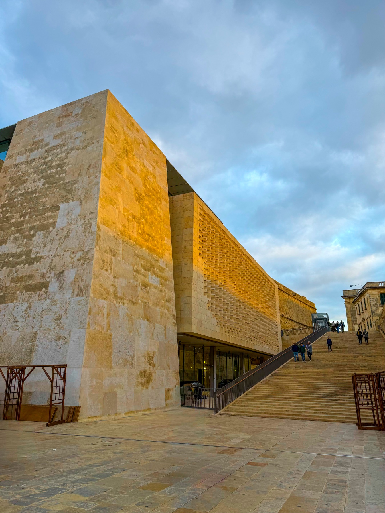Contemporary limestone architecture and steps in Valletta