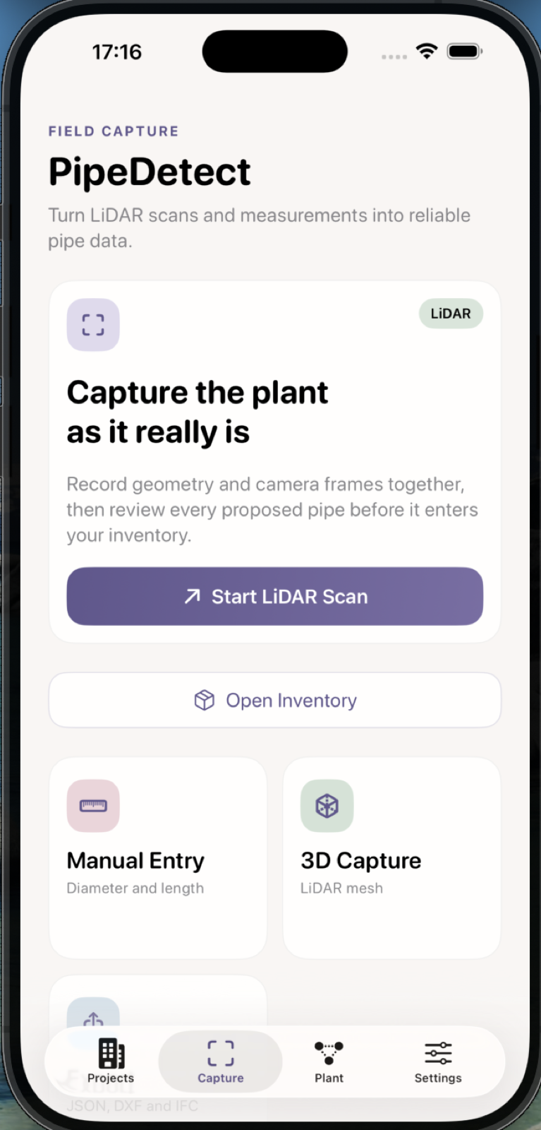 PipeDetect iPhone app capture screen