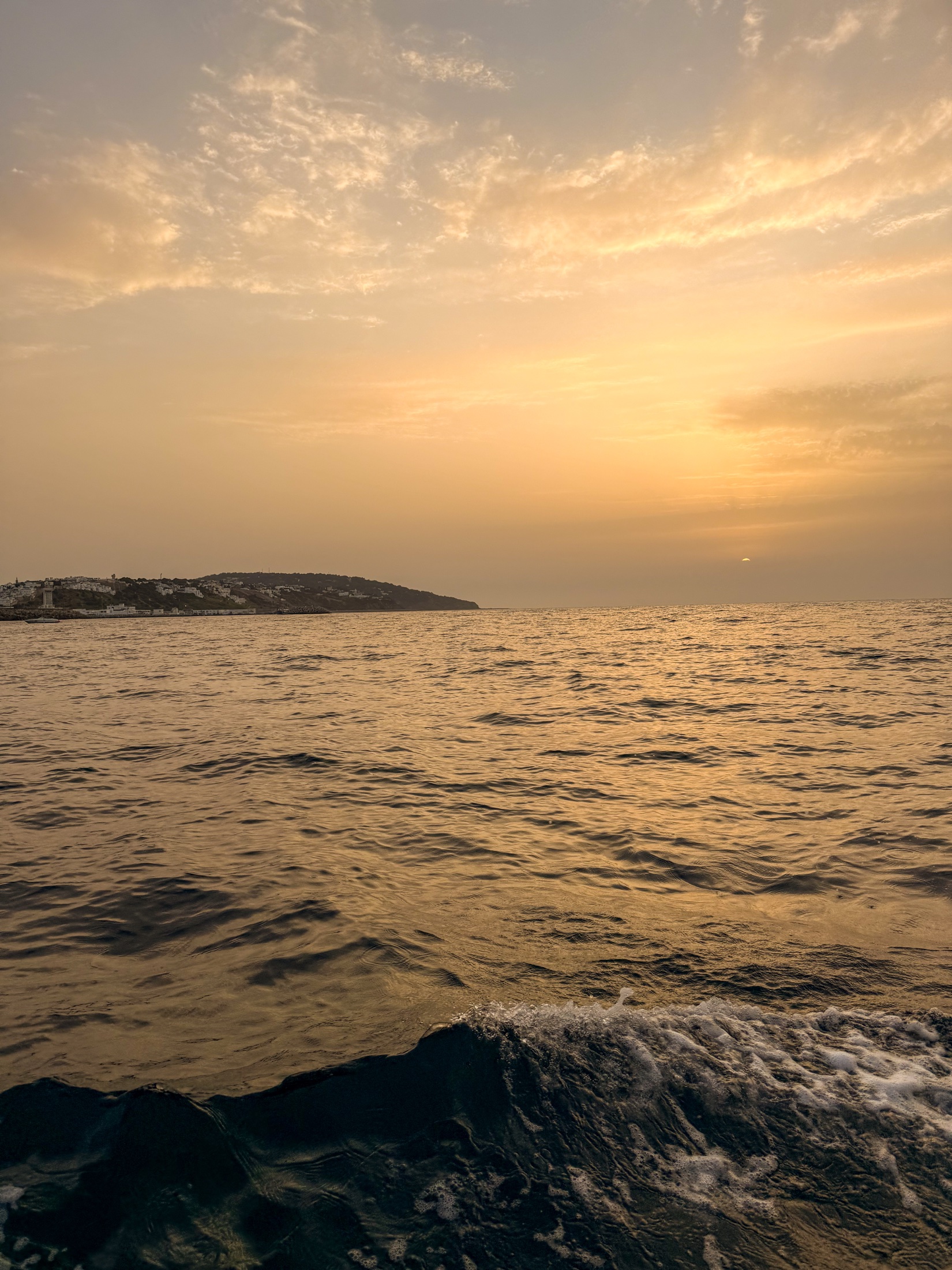 Sunset over the sea in Tangier