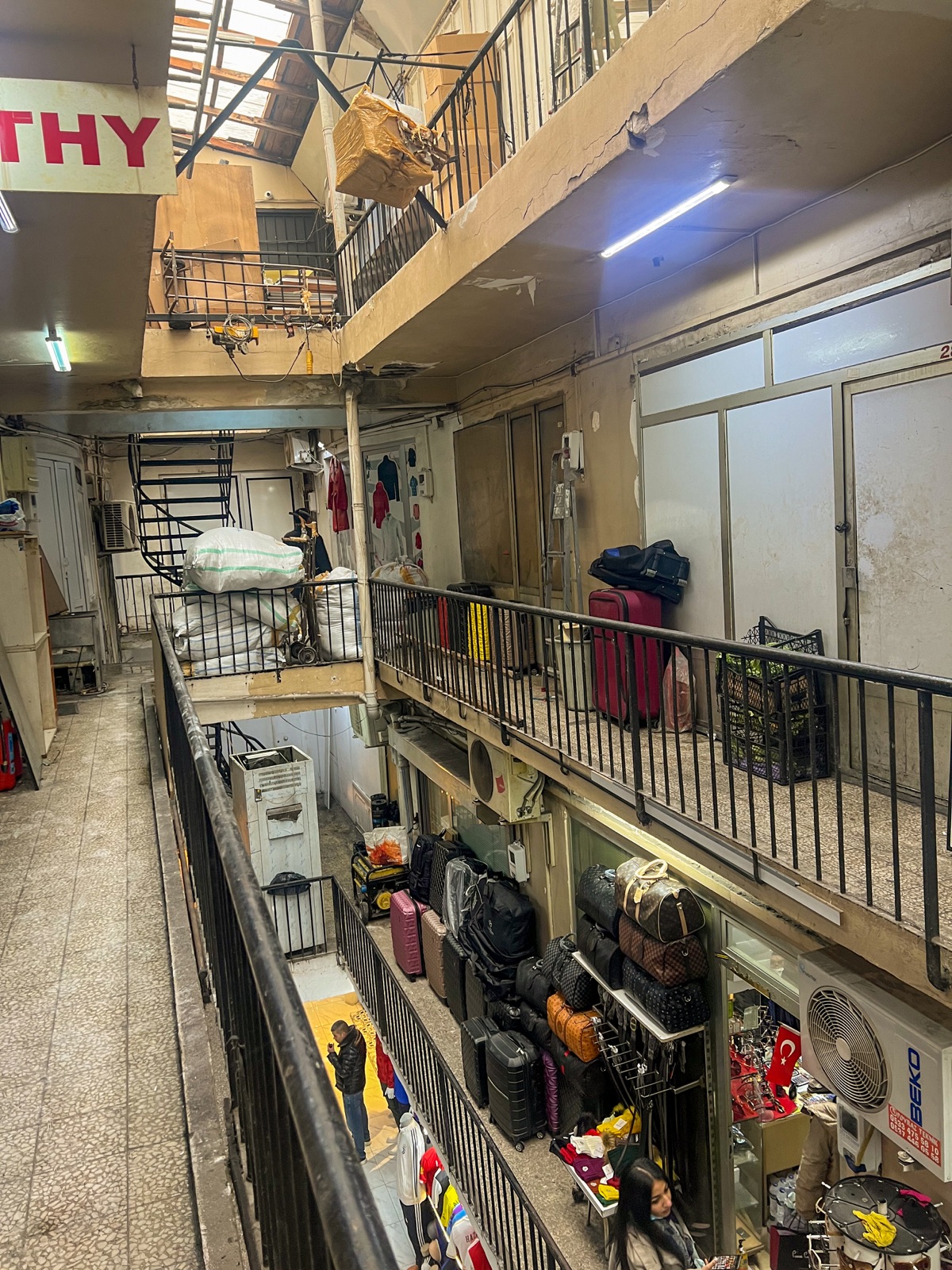 Working corridors inside an Istanbul market building